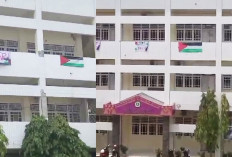 Mahasiswa PGRI Pasang Bendera Palestina
