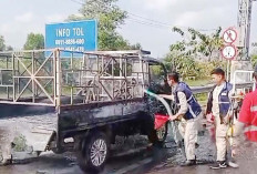 Carry Terbakar di Gerbang Tol Keramasan